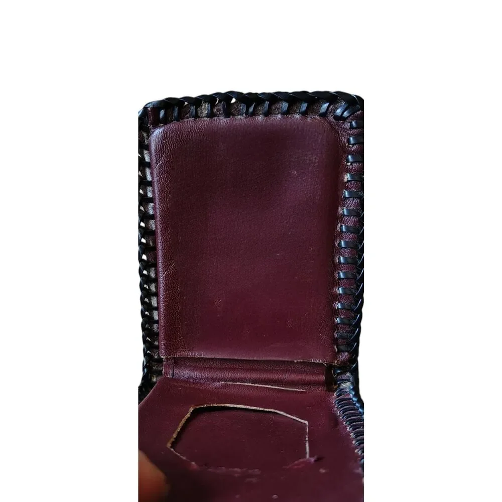 Vintage Handmade Leather Masonic Wallet Whip stitched Freemason Bifold